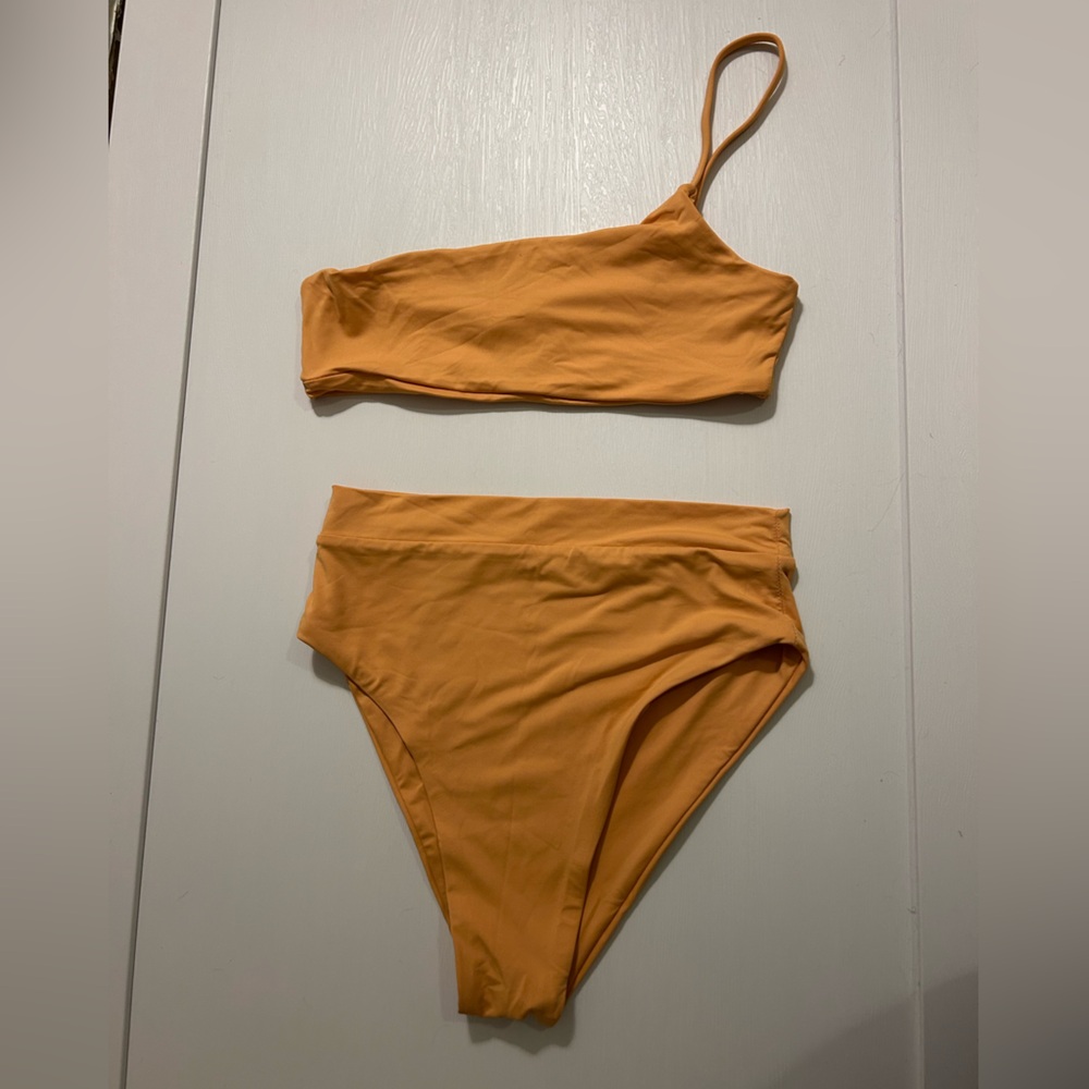 Free People Toast Mustard Yellow Floral Tie Bikini Bundle
